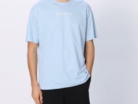 Light Blue Cotton Thick Textured Surface Oversize Fit Printed Men's T-Shirt - 88364