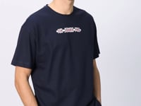 Navy Blue Cotton Thick Textured Surface Oversize Fit Printed Men's T-Shirt - 88365