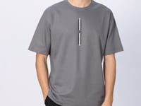 Navy Blue Textured Thick Surface Cotton Oversize Fit Printed Men's T-Shirt - 88366