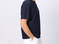 Navy Blue Textured Thick Surface Cotton Oversize Fit Printed Men's T-Shirt - 88368