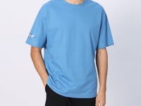 Petrol Blue Cotton Thick Textured Surface Oversize Fit Printed Men's T-Shirt - 88369