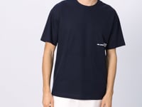 Navy Blue Textured Thick Surface Cotton Oversize Fit Printed Men's T-Shirt - 88370