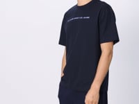 Navy Blue Textured Thick Surface Cotton Oversize Fit Printed Men's T-Shirt - 88371