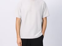 Stone Waffle Interlock Textured Surface Oversize Fit Basic Men's T-Shirt - 88379