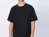Navy Waffle Interlock Textured Surface Oversize Fit Basic Men's T-Shirt - 88379