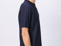 Navy Blue Waffle Interlock Textured Surface Oversize Fit Basic Men's T-Shirt - 88380