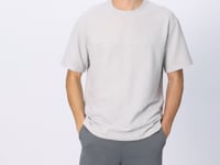 Stone Waffle Interlock Textured Surface Oversize Fit Basic Men's T-Shirt - 88380