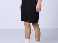 Black Hidden Zipper Back Pocket Laced Standard Fit Men's Shorts - 81136