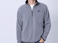 Grey Melange Half-Zip Sweatshirt Slim Fit High Collar Men's Fleece - 87891