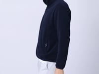 Navy Blue Half-Zip Sweatshirt Slim Fit Stand Collar Men's Fleece - 87891