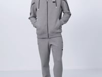 Grey Melange Cotton Thick Soft Textured Comfort Fit Printed Men's Tracksuit Set - 85236