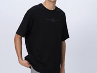 Black - Anthracite Cotton Thick Soft Textured Oversize Fit Printed Men's T-Shirt - 88321