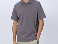 Dark Grey Cotton Thick Soft Textured Oversize Fit Basic Polo Collar Men's T-Shirt - 88327