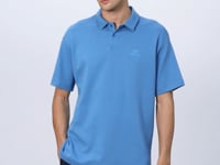 Petrol Blue Cotton Thick Soft Textured Oversize Fit Basic Polo Collar Men's T-Shirt - 88327