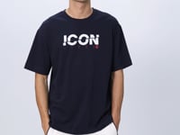Navy Blue Cotton Thick Soft Textured Oversize Fit Printed Men's T-Shirt - 88331