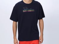 Navy Blue Cotton Thick Soft Textured Oversize Fit Printed Men's T-Shirt - 88334