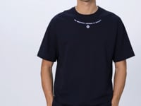 Navy Blue Cotton Thick Soft Textured Oversize Fit Printed Men's T-Shirt - 88343