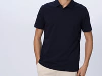 Navy Blue Cotton Thick Soft Textured Standard Fit Basic Polo Collar Men's T-Shirt - 88348