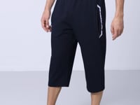 Navy - White Zippered Pocket Standard Fit Classic Hem Men's Capri - 83091