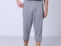 Grey Melange Zippered Standard Fit Classic Hem Men's Capri - 83091