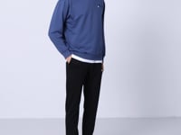 Petrol - Black Casual O Collar Elastic Cuffed Cotton Men's Oversize Tracksuit Set - 85120