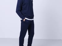 Indigo Casual O Collar Elastic Cuffed Cotton Men's Oversize Tracksuit Set - 85120