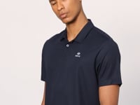 Navy Blue Logo Printed Standard Fit Polo Collar Active Sport Men's T-Shirt - 88252