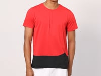 Red Polyester Breathable Textured Thin Flexible Standard Fit Men's Performance T-Shirt - 88383