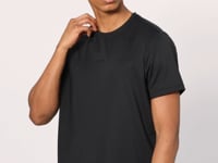Black Polyester Breathable Textured Thin Flexible Standard Fit Men's Performance T-Shirt - 88384