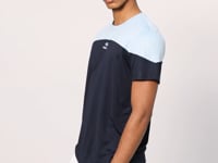 Navy Blue Polyester Breathable Textured Thin Flexible Standard Fit Men's Performance T-Shirt - 88386
