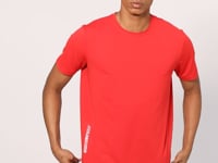 Red Polyester Breathable Textured Thin Flexible Standard Fit Men's Performance T-Shirt - 88388
