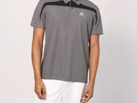 Dark Grey Polyester Breathable Textured Thin Flexible Standard Fit Polo Collar Men's Performance T-Shirt - 88392