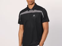 Black Polyester Breathable Textured Thin Flexible Standard Fit Polo Collar Men's Performance T-Shirt - 88392