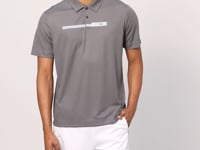Dark Grey Polyester Breathable Textured Thin Flexible Standard Fit Polo Collar Men's Performance T-Shirt - 88393