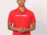 Red Polyester Breathable Textured Thin Flexible Standard Fit Polo Collar Men's Performance T-Shirt - 88393