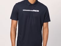 Navy Blue Polyester Breathable Textured Thin Flexible Standard Fit Polo Collar Men's Performance T-Shirt - 88393
