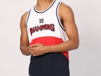 Navy Blue Polyester Breathable Textured Thin Flexible Standard Fit Men's Basketball Singlet - 88395