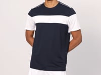 Navy Blue Polyester Breathable Textured Thin Flexible Standard Fit Men's Performance T-Shirt - 88396