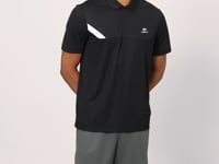 Black Polyester Breathable Textured Thin Flexible Standard Fit Polo Collar Men's Performance T-Shirt - 88402