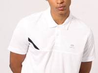 White Polyester Breathable Textured Thin Flexible Standard Fit Polo Collar Men's Performance T-Shirt - 88402