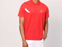 Red Polyester Breathable Textured Thin Flexible Standard Fit Polo Collar Men's Performance T-Shirt - 88402