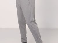 Grey Melange Cotton Soft Textured Standard Fit Embroidered Men's Tracksuit Bottom - 82133