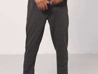 Anthracite Melange Cotton Soft Textured Standard Fit Embroidered Men's Tracksuit Bottom - 82133