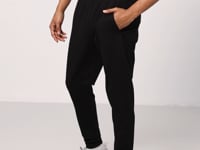 Black Cotton Soft Textured Standard Fit Embroidered Men's Tracksuit Bottom - 82133