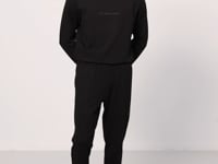 Black - Black Cotton Thick Soft Textured Comfort Fit Printed Men's Tracksuit Set - 85253