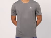 Dark Grey O Collar Standard Fit Logo Pattern Active Sports Men's T-Shirt - 88255