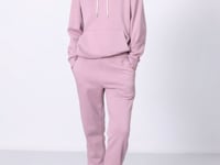 Dried Rose Hooded Kangaroo Pocket Oversize Elastic Cuff Women's Tracksuit Set - 95288