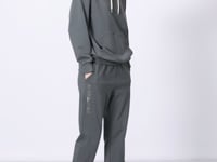 Hooded Kangaroo Pocket Oversize Elastic Cuffed Women's Tracksuit Set - 95288