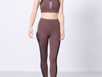 Coffee Brown Polyester Flexible Standard Fit Performance Women's Tights Set - 95332