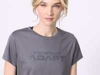 Dark Grey Polyester Breathable Textured Thin Flexible Standard Fit Performance Women's T-Shirt - 97283